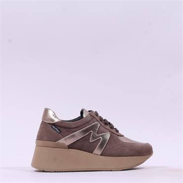 Marco Moreo Verona Laced Wedge Trainer - Taupe Bronze